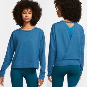 Nike Dri-fit Yoga Training Open Back Teal Sweatshirt